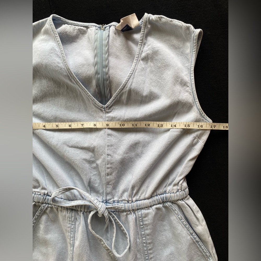 Universal Thread Indigo One Piece Cropped Bell Bottom Romper Jumpsuit! Size XS. - Picture 8 of 11